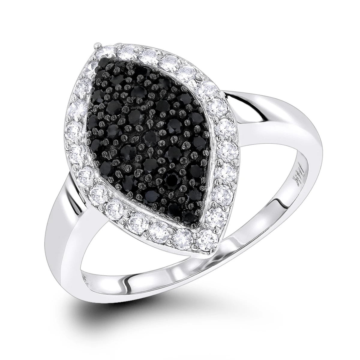 Ladies White Black Pave Diamond Ring 0.7ct 14K White Gold 3 Ladies White Black Pave Diamond Ring 0.7ct 14K White Gold