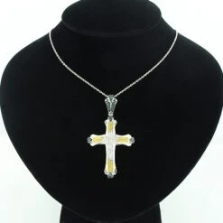 White Blue Yellow Diamond Cross Pendant 0.56ct Sterling Silver -H'Hen Sale Store white blue yellow diamond cross pendant 056ct sterling silver p 48219bod