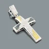 White Blue Yellow Diamond Cross Pendant 0.80ct Sterling Silver