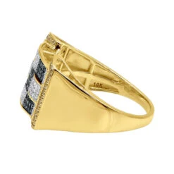 Unique White Blue Yellow Diamond Ring For Men 10K Yellow Gold 0.97ct -H'Hen Sale Store white blue yellow diamond ring 10k 097ct p 43622 backye