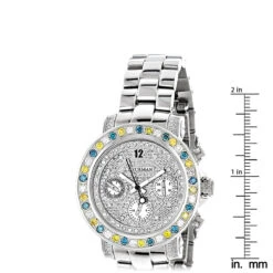 White Blue Yellow Diamond Watch By LUXURMAN 2.75ct Ladies -H'Hen Sale Store white blue yellow diamond watch by luxurman 275ct ladies p 45988 ruler