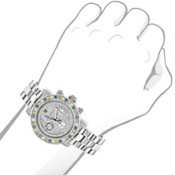 White Blue Yellow Diamond Watch By LUXURMAN 2.75ct Ladies -H'Hen Sale Store white blue yellow diamond watch by luxurman 275ct ladies p 45988bod