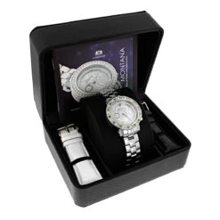 White Blue Yellow Diamond Watch By LUXURMAN 2.75ct Ladies -H'Hen Sale Store white blue yellow diamond watch by luxurman 275ct ladies p 45988box