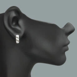 White And Champaign Diamond Hoop Huggie Earrings 0.47ct 14K White Gold -H'Hen Sale Store white brown diamond hoop huggie earrings 047ct 14k gold p 48392bod