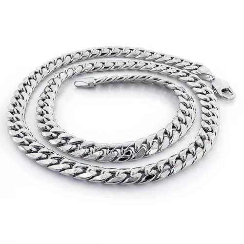 10K White Gold Miami Cuban Link Chain In 22-40in 11mm 3 10K White Gold Miami Cuban Link Chain In 22-40in 11mm