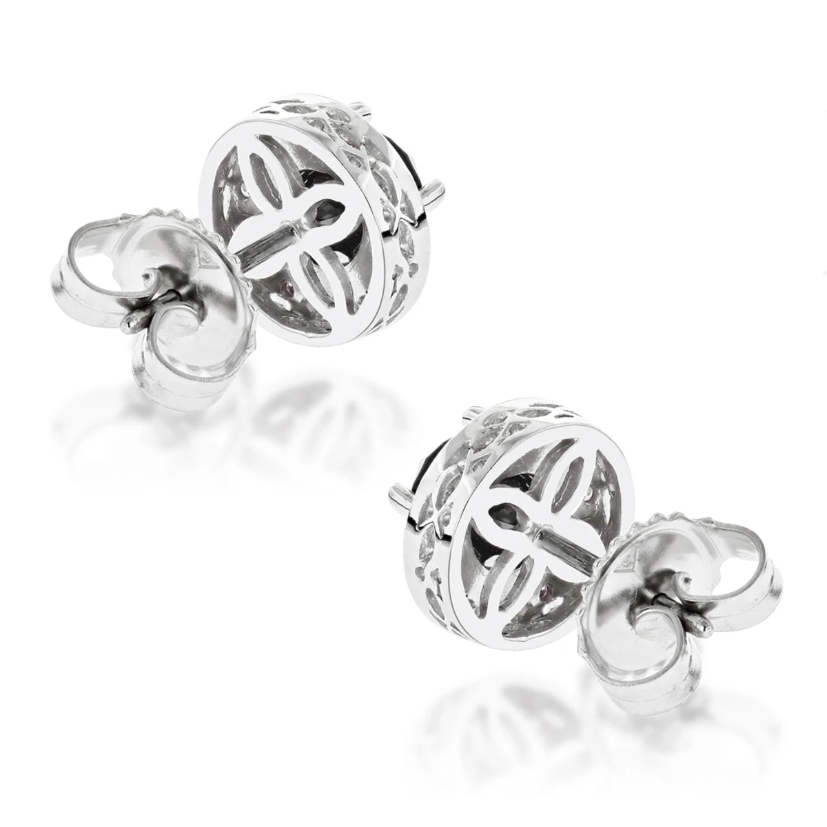 White Pink And Black Diamond Stud Earrings 2.2ct 14K White Gold 6 White Pink And Black Diamond Stud Earrings 2.2ct 14K White Gold - Image 4
