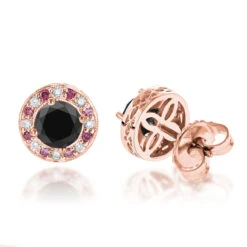 White Pink And Black Diamond Stud Earrings 2.2ct 14K White Gold 10 White Pink And Black Diamond Stud Earrings 2.2ct 14K White Gold -H'Hen Sale Store white pink and black diamond stud earrings 22ct 14k gold ro