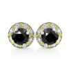 White Yellow And Black Diamond Stud Earrings 2.20ct 14K White Gold -H'Hen Sale Store white yellow and black diamond stud earrings 220ct 14k gold 1
