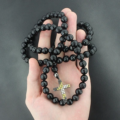 White Yellow Black Diamond Cross Rosary 1.65ct 10K Gold 4 White Yellow Black Diamond Cross Rosary 1.65ct 10K Gold - Image 2