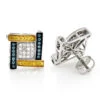White Yellow Blue Diamond Earrings 0.5ct 10K White Gold -H'Hen Sale Store white yellow blue diamond earrings 078ct 10k gold wh