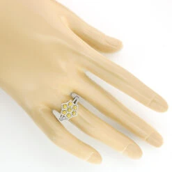 White Yellow Diamond Star Ring 0.47ct 14K Yellow Gold -H'Hen Sale Store white yellow diamond star ring 047ct 14k gold 3