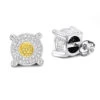 White Yellow Diamond Stud Earrings 0.33ct Sterling Silver -H'Hen Sale Store white yellow diamond stud earrings 05ct sterling silver 1