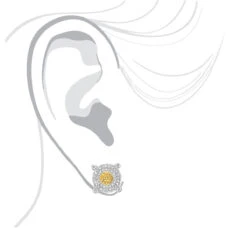 White Yellow Diamond Stud Earrings 0.33ct Sterling Silver -H'Hen Sale Store white yellow diamond stud earrings 05ct sterling silver 3