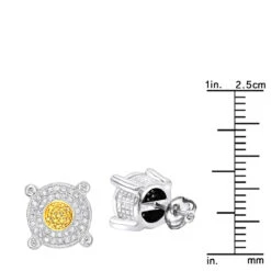 White Yellow Diamond Stud Earrings 0.33ct Sterling Silver -H'Hen Sale Store white yellow diamond stud earrings 05ct sterling silver ruler