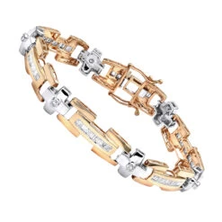 14K Yellow Gold Diamond Men's Bracelet 1.95ct 10 14K Yellow Gold Diamond Men's Bracelet 1.95ct -H'Hen Sale Store white yellow gold diamond mens bracelet 195ct ro
