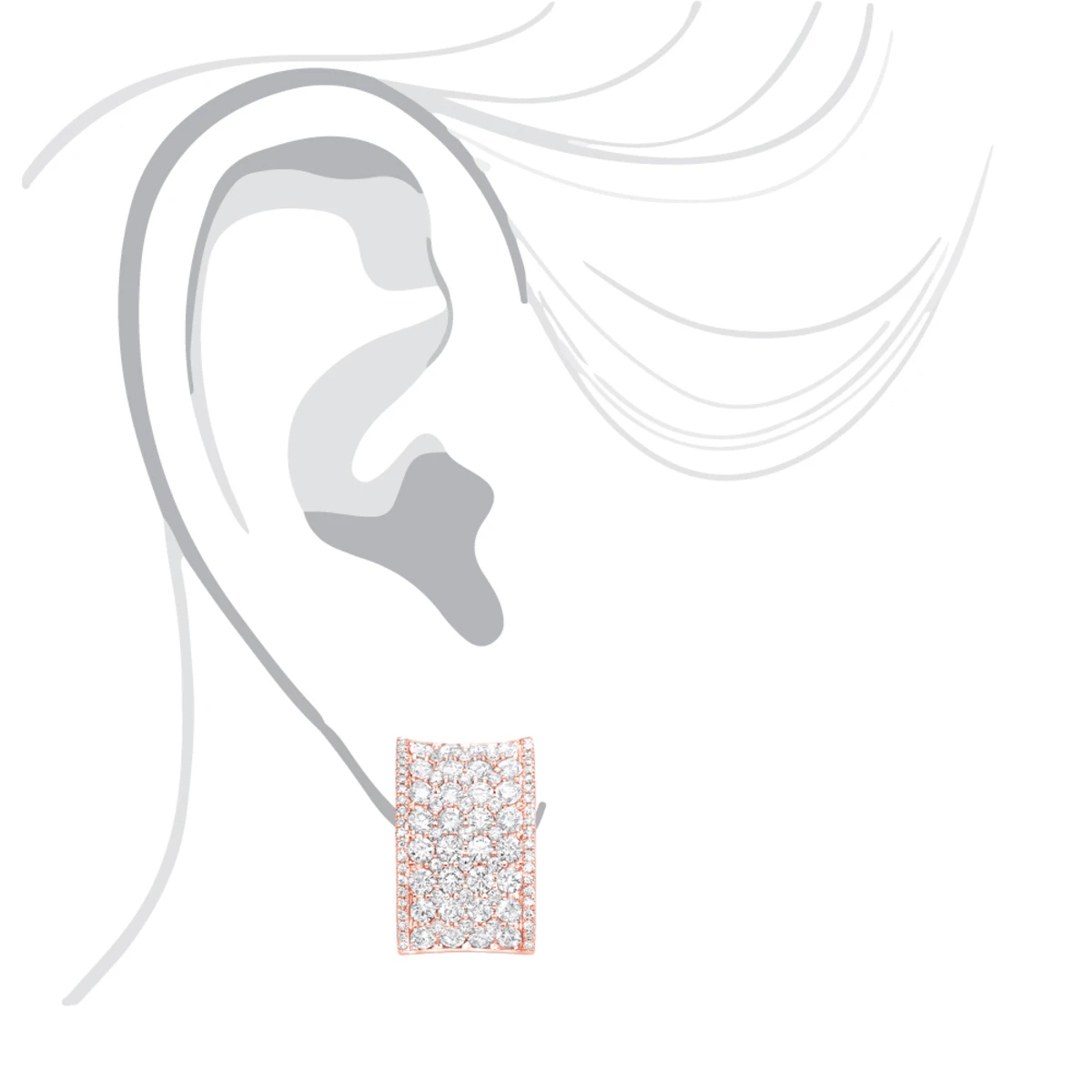 Wide 14K White Gold Designer Quarter Hoop Cluster Diamond Earrings Women's 3.25ct 11 Wide 14K White Gold Designer Quarter Hoop Cluster Diamond Earrings Women's 3.25ct - Image 9