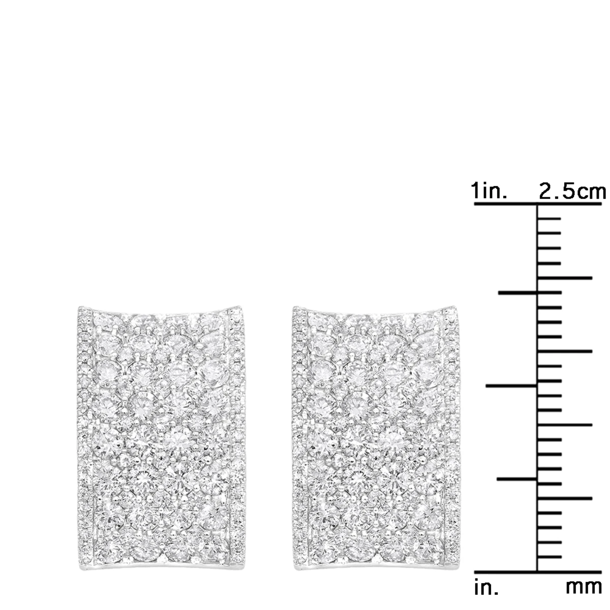 Wide 14K White Gold Designer Quarter Hoop Cluster Diamond Earrings Women's 3.25ct 12 Wide 14K White Gold Designer Quarter Hoop Cluster Diamond Earrings Women's 3.25ct - Image 10