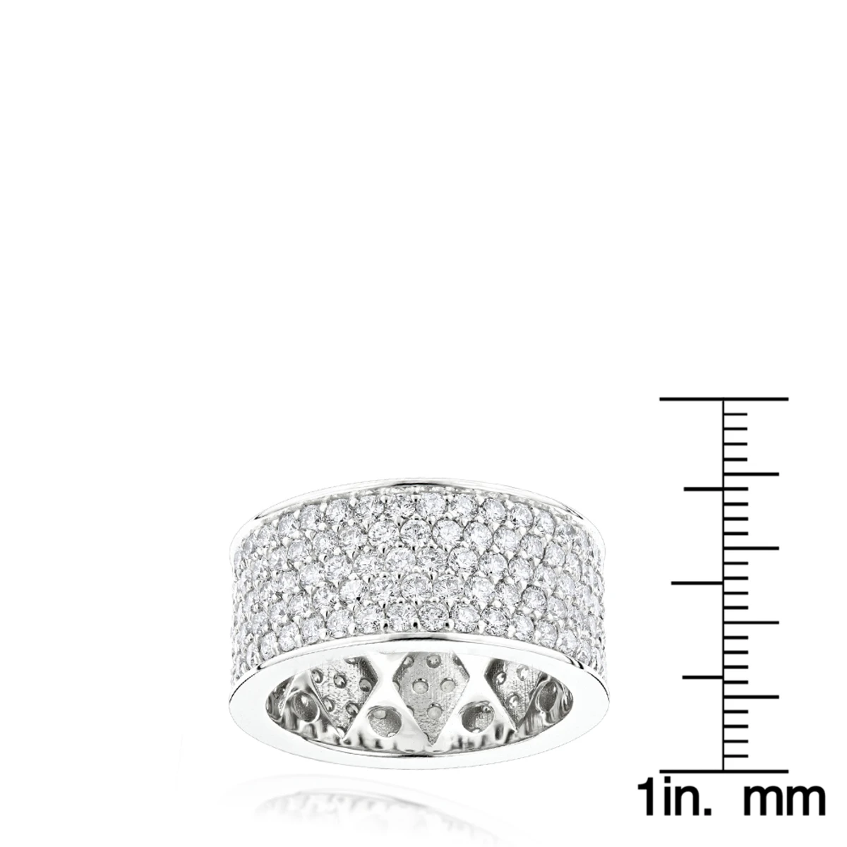 12mm Wide 14K White Gold Round Diamond Eternity Ring For Men & Women 6 Carats 8 12mm Wide 14K White Gold Round Diamond Eternity Ring For Men & Women 6 Carats - Image 6