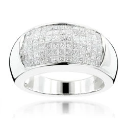 Wide Princess Cut Diamond Wedding Band 1.96ct 14K White Gold