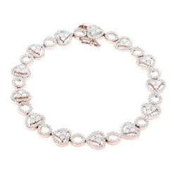 Women's 14K White Gold Designer Diamond Heart Bracelet 4.35ct -H'Hen Sale Store womens 14k gold designer diamond heart bracelet 435ct p 6482 ro