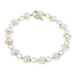 Women's 14K White Gold Designer Diamond Heart Bracelet 4.35ct -H'Hen Sale Store womens 14k gold designer diamond heart bracelet 435ct p 6482 ye