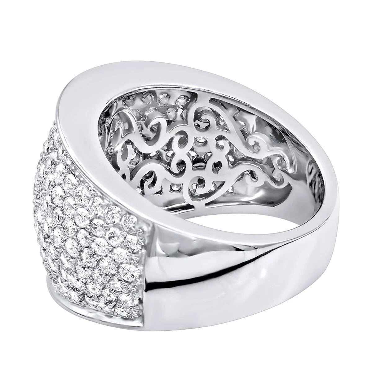 Women's 14K White Gold Pave Diamond Fashion Ring 3.6ct Wedding Band 6 Women's 14K White Gold Pave Diamond Fashion Ring 3.6ct Wedding Band - Image 4