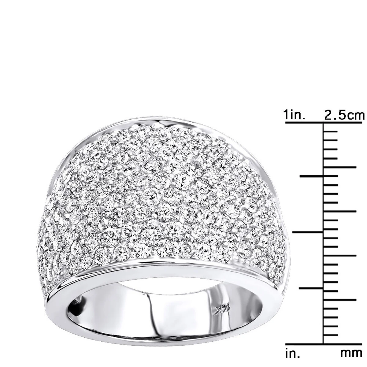 Women's 14K White Gold Pave Diamond Fashion Ring 3.6ct Wedding Band 7 Women's 14K White Gold Pave Diamond Fashion Ring 3.6ct Wedding Band - Image 5