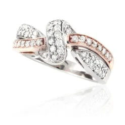 Women's Two-Tone 14K White Gold Designer Diamond Ring 0.75ct