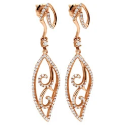 Women's Diamond Leaf Earrings 0.76ct 14K White Gold 12 Women's Diamond Leaf Earrings 0.76ct 14K White Gold -H'Hen Sale Store womens diamond leaf earrings 076ct 14k gold rose 20221011 20221027