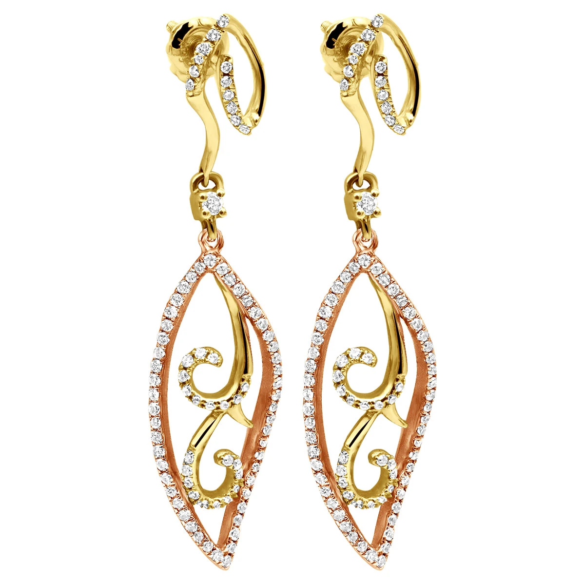 Women's Diamond Leaf Earrings 0.76ct 14K White Gold 4 Women's Diamond Leaf Earrings 0.76ct 14K White Gold - Image 2