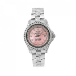 Women's Diamond Watch Breitling Colt Oceane 33mm Pink Dial