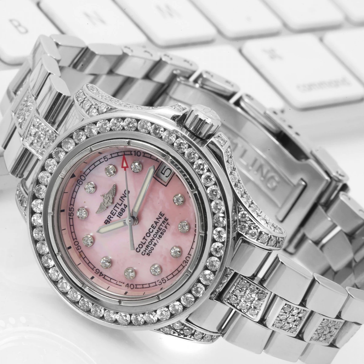 Women's Diamond Watch Breitling Colt Oceane 33mm Pink Dial 4 Women's Diamond Watch Breitling Colt Oceane 33mm Pink Dial - Image 2