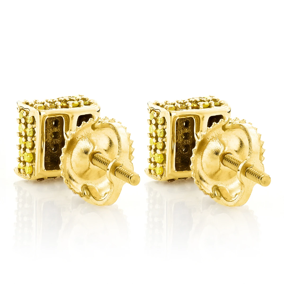 Yellow Diamond Stud Earrings 0.53ct 10K Yellow Gold 6 Yellow Diamond Stud Earrings 0.53ct 10K Yellow Gold - Image 4