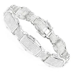 10K White Gold Diamond Bracelet For Men 3.48ct