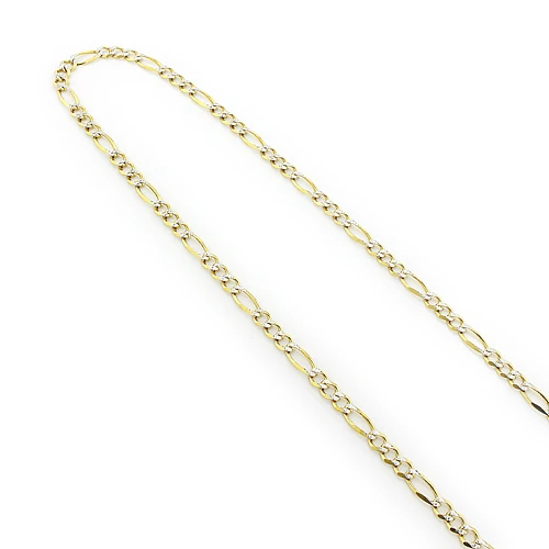10K Yellow Gold Diamond Cut Figaro Chain For Men 4.5mm 22-24in 4 10K Yellow Gold Diamond Cut Figaro Chain For Men 4.5mm 22-24in - Image 2