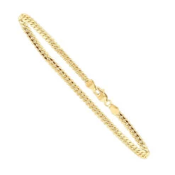 14K Yellow Gold Miami Cuban Link Curb Chain Bracelet 3mm 7.5-9in