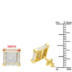 Yellow Gold Plated Silver Diamond Earrings 0.22ct -H'Hen Sale Store yellow gold plated silver diamond earrings 022ct rulerye