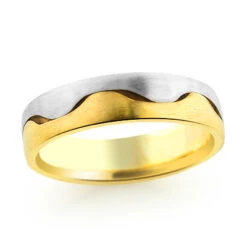 Yin Yang 14K Yellow Gold Wedding Band For Men
